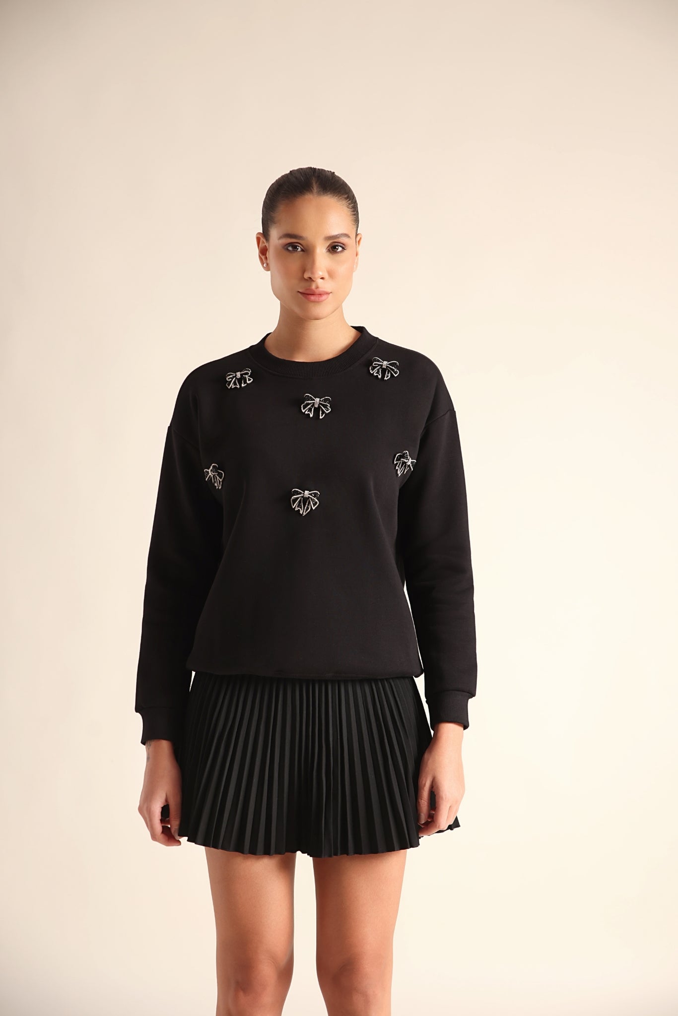 Midnight Mini-Bow Sweatshirt